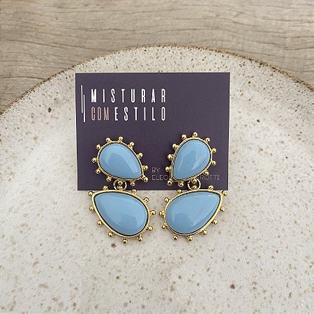 Brinco Aurora Duplo Gota - Azul Bebê