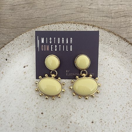 Brinco Aurora Redondo e Oval - Manteiga
