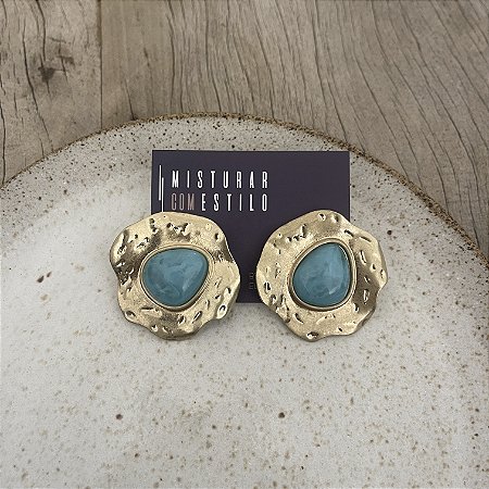 Brinco Boho Orgânico - Turquesa