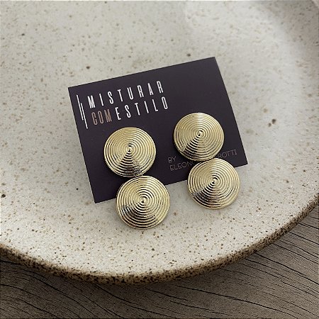 Brinco Disco Chapa Dupla - Dourado