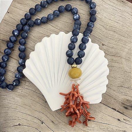 Colar Boho Mar Coral - Marinho