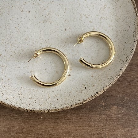 Argola Lisa Dourada Grossa - GG