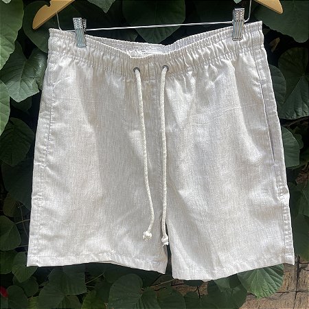 Short Trani - Linho Bege Rajado