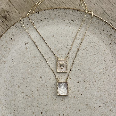 Escapulário Sagrado Madre-Pérola - Dourado