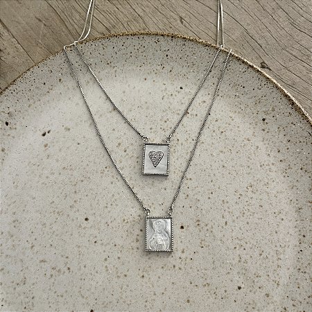 Escapulário Sagrado Madre-Pérola - Ródio