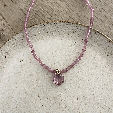 Colar Murano Petra Gota - Lavanda