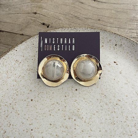 Brinco Petra Redondo Liso - Marfim