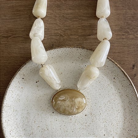 Colar Boho Pedras Max - Marfim