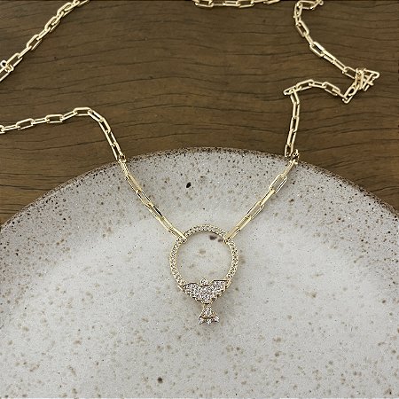 Colar Aro com Espírito Santo de Zircônia