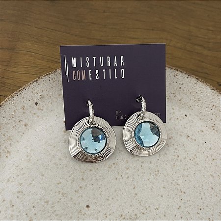 Brinco Petra Redondo - Áqua - Ródio