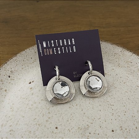 Brinco Petra Redondo - Cristal - Ródio