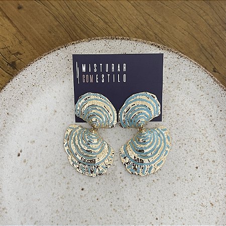 Brinco Concha Dupla - Turquesa