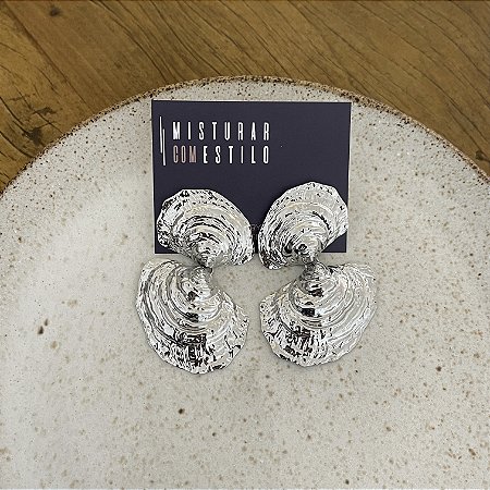 Brinco Concha Dupla - Ródio