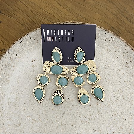 Brinco Lumière Martelado Turquesa
