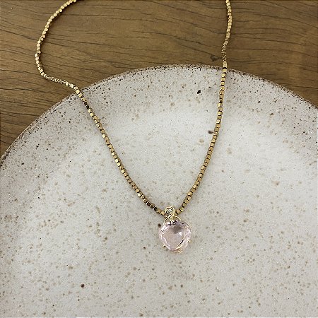 Colar Hematita Petra Gota - Kunzita