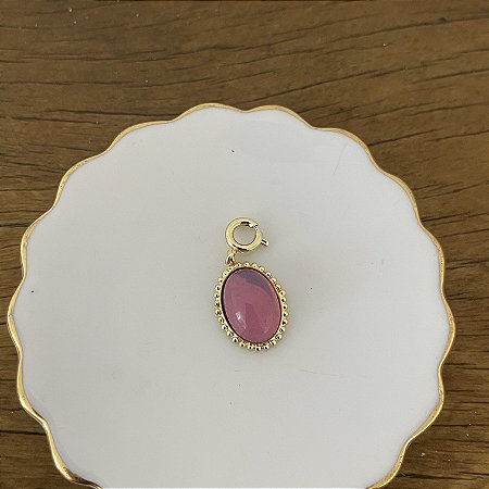 Pingente Pedra Natural Aurora - Rosa Semitransparente - P