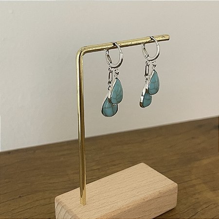 Argola Betina Petra Gotas Turquesa - Ródio