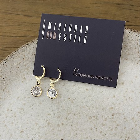 Argola Betina Cristal - G - Dourado