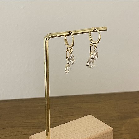 Argola Betina Duplo Cristal Gota - Dourado