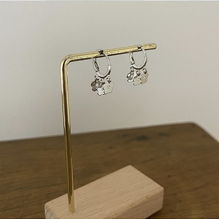 Argola Betina Trio Chapa Flor - Ródio