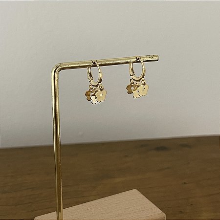 Argola Betina Trio Chapa Flor - Dourado