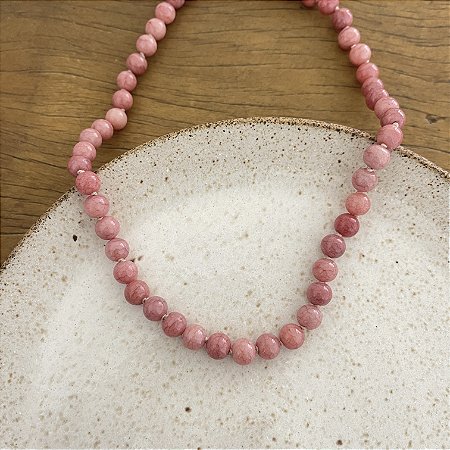 Colar Murano Pedra Ibiza - G - Rosa Seco