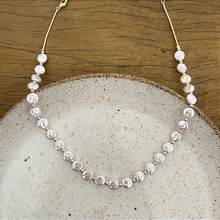 Colar Pérola Chata - M