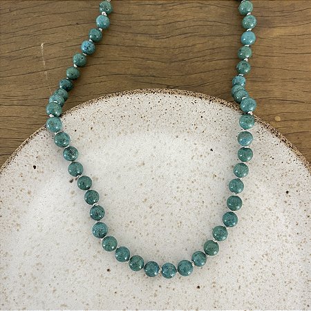 Colar Pedras Naturais  Pedra Ibiza - G - Verde Rajado