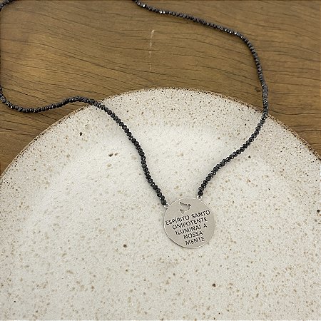 Colar Cristais - Espírito Santo O - Preto - Ródio