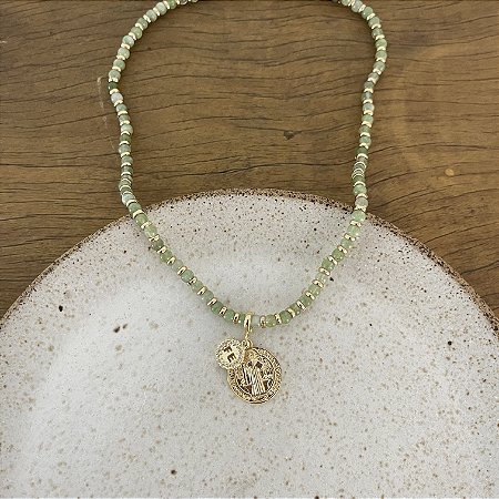 Colar Pedra Natural - São Bento - Verde