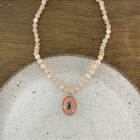 Colar Pedra Natural - Eleonora - Salmão