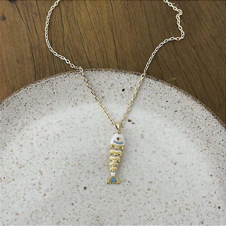 Colar Peixe - P - Azul