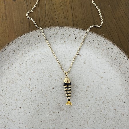 Colar Peixe - P - Preto