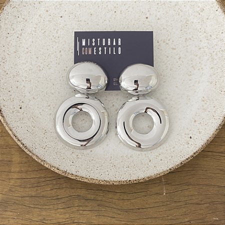 Brinco Festa Oval com Argola - Ródio