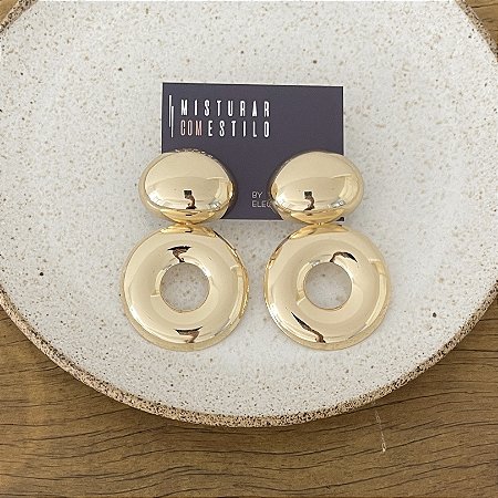 Brinco Festa Oval com Argola - Dourado