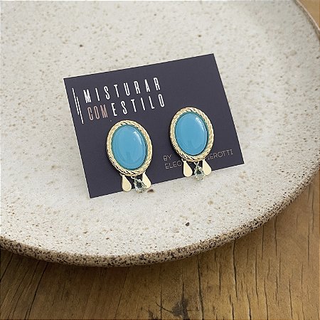 Brinco Orla Oval Turquesa