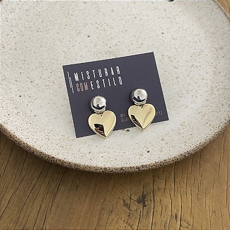 Brinco Orla Coração Bicolor