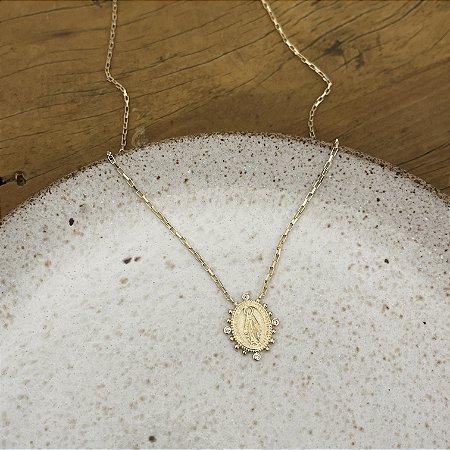 Colar N. S. Graças com Esferas e Zircônias