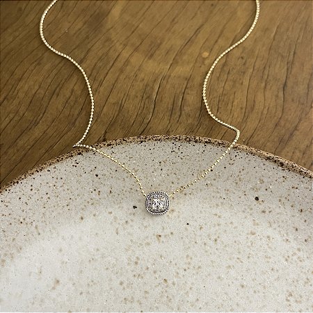 Colar Esferas com Quadrado de Zircônias