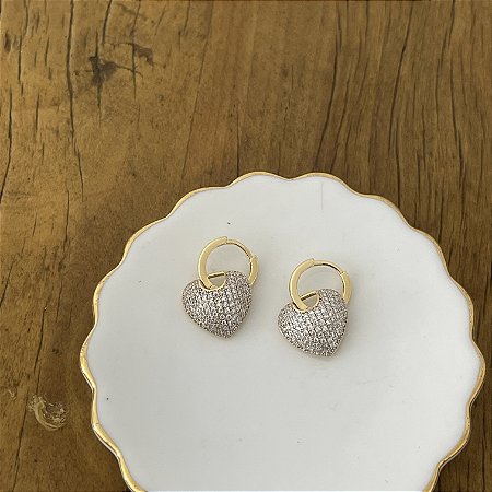 Argola Betina Coração Cravejado