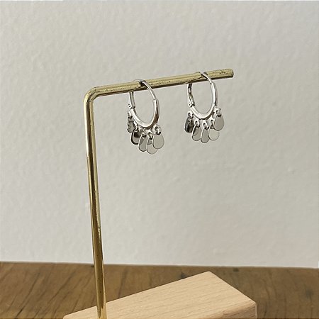 Argola Betina Confete Gota - M - Ródio