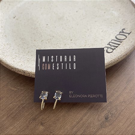 Argola Trançada com Safira Oval