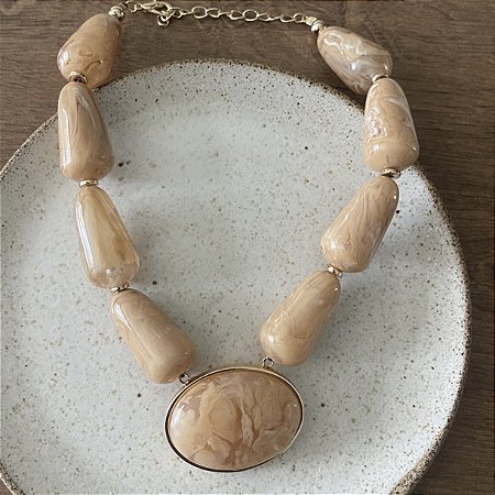 Colar Boho Pedras Max - Bege