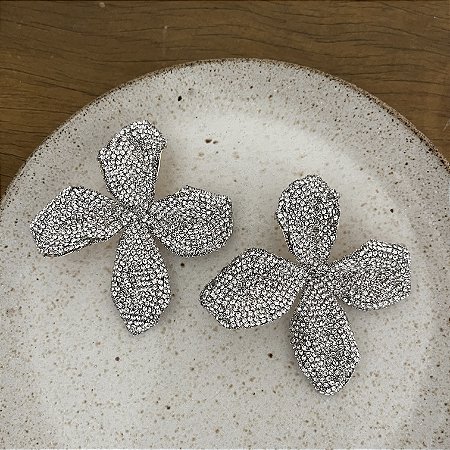 Brinco Festa Flor Brilho - Dourado