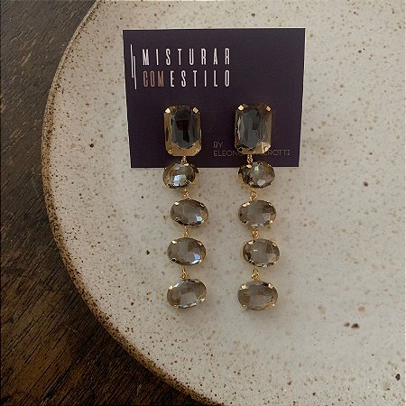 Brinco Fantasy Cinco pedras - Fumê