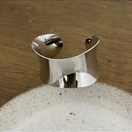 Bracelete Meia Lua Liso - Ródio