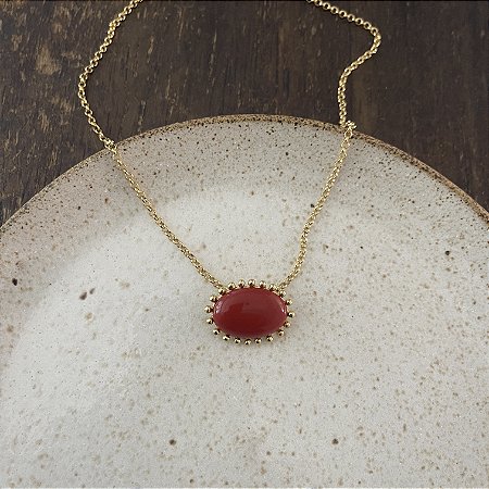 Colar Oval de Resina Aurora - Terracota