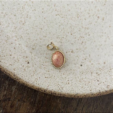 Pingente Pedra Natural Aurora - Mescla Goiaba - P