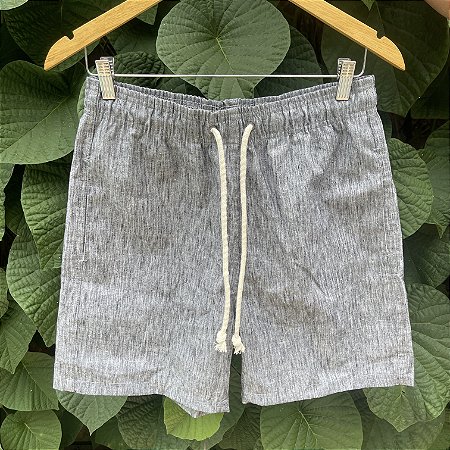 Short - Linho Preto Rajado