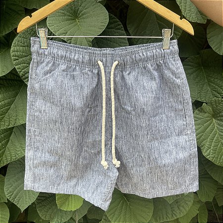 Short - Linho Jeans Rajado